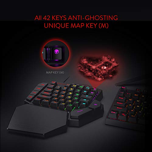 Redragon K585 DITI Einhand RGB Mechanische Gaming-Tastatur, Blaue Schalter, Typ-C Professionelle Gaming-Tastatur mit 7 Integrierten Makrotasten, Abnehmbare Handgelenkstütze, 42 Tasten - Image 14