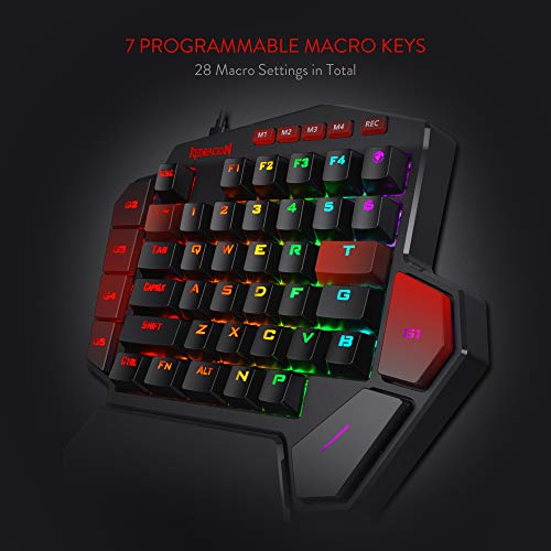 Redragon K585 DITI Einhand RGB Mechanische Gaming-Tastatur, Blaue Schalter, Typ-C Professionelle Gaming-Tastatur mit 7 Integrierten Makrotasten, Abnehmbare Handgelenkstütze, 42 Tasten - Image 15
