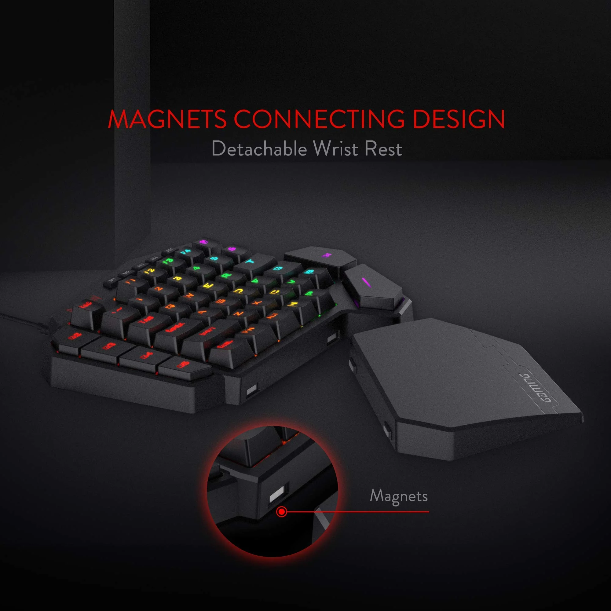 Redragon K585 DITI Einhand RGB Mechanische Gaming-Tastatur, Rote Schalter, Typ-C Professionelle Gaming-Tastatur mit 7 Integrierten Makrotasten, Abnehmbare Handgelenkstütze, 42 Tasten - Image 5
