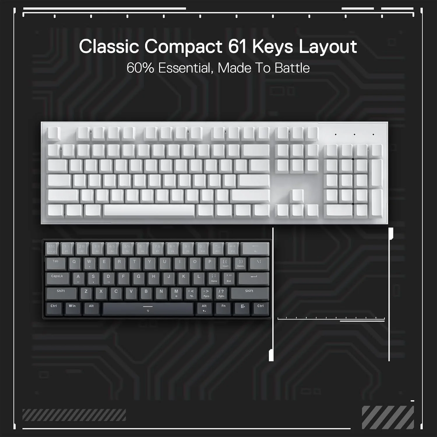 Redragon K617 Schneller Auslöser Gaming Tastatur, 60% Kabelgebundene mechanische Tastatur mit 61 Tasten, Spezieller Magnetschalter, Betätigungspunkt einstellbar, 8K-Hz-Abfragerate, Grau - Image 7