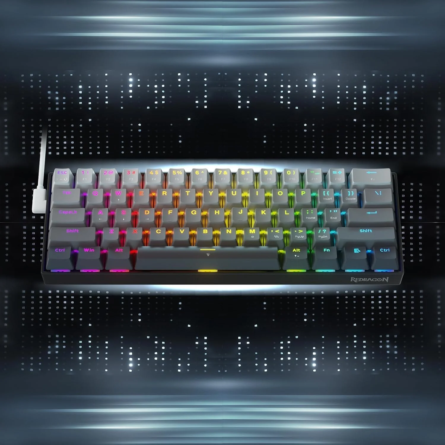 Redragon K617 Schneller Auslöser Gaming Tastatur, 60% Kabelgebundene mechanische Tastatur mit 61 Tasten, Spezieller Magnetschalter, Betätigungspunkt einstellbar, 8K-Hz-Abfragerate, Grau - Image 9