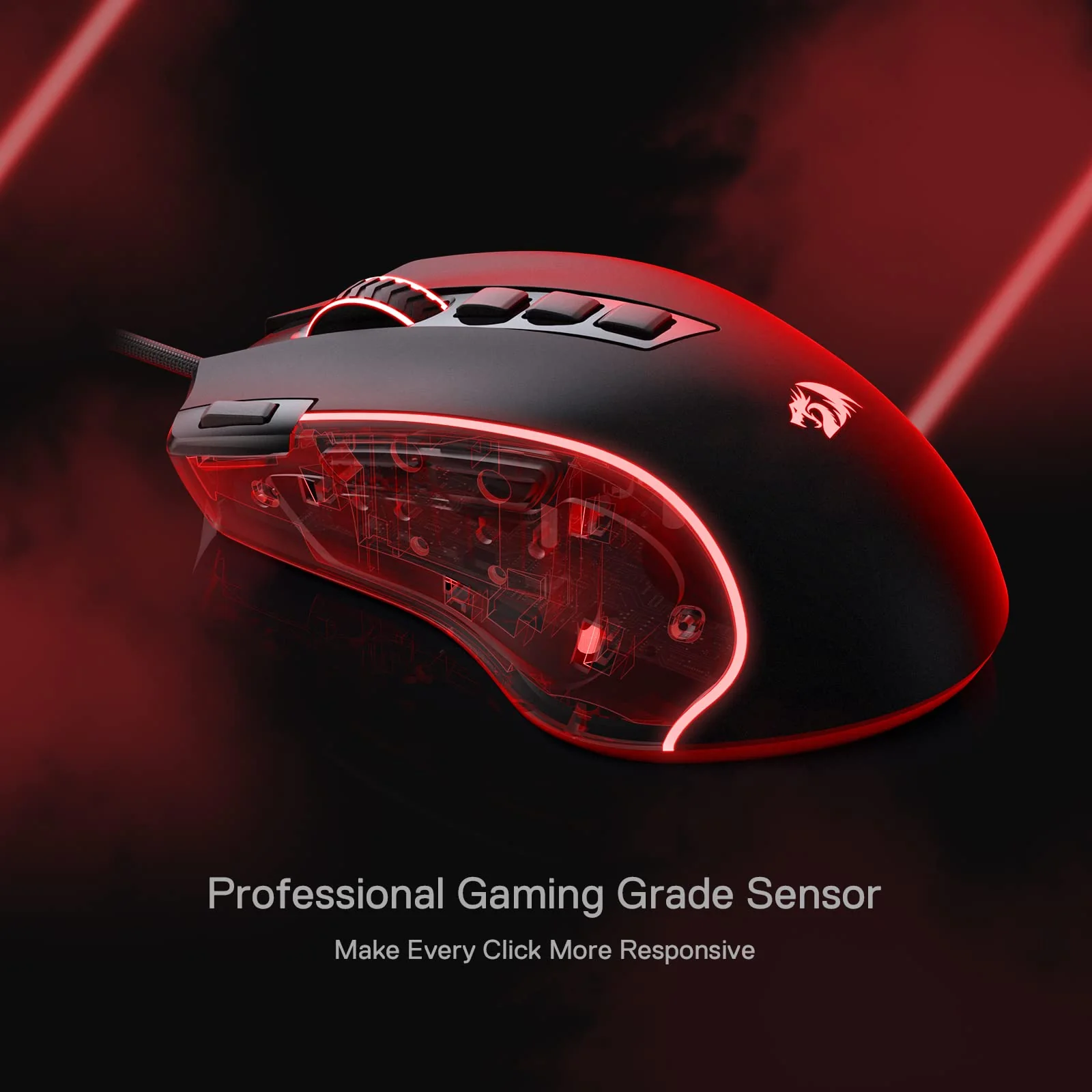 Redragon M612 Predator RGB Gaming Maus, 8000 DPI kabelgebundene optische Maus mit 11 programmierbaren Tasten & 5 Hintergrundbeleuchtungsmodi, Software unterstützt DIY Keybinds Rapid - Image 4