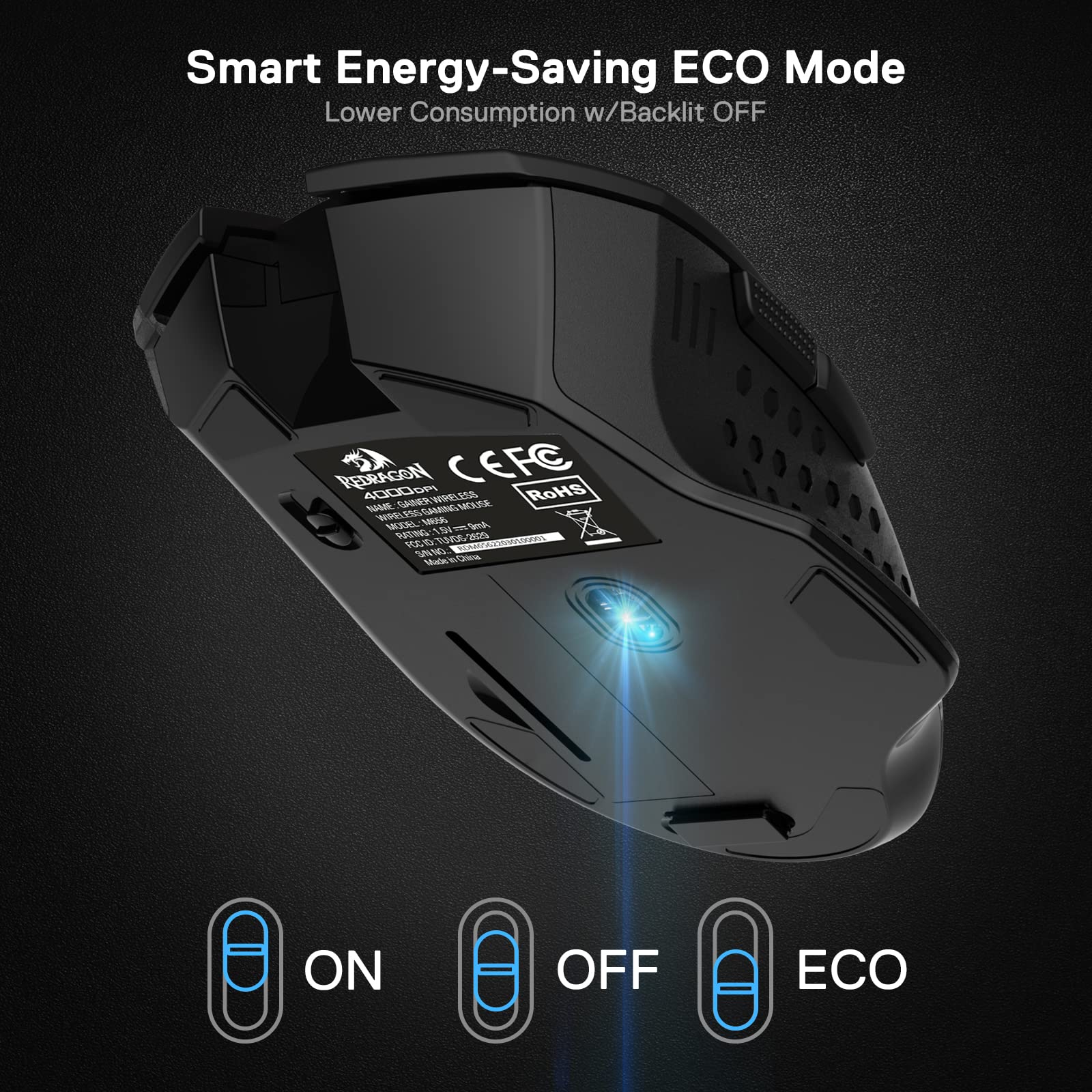 Redragon M656 Gainer Kabellose Gaming Maus, 4000 DPI 2.4Ghz Maus mit 5 DPI Stufen, 7 Makrotasten, rote LED Hintergrundbeleuchtung & Pro Software/Laufwerk unterstützt, für PC/Mac/Laptop - Image 5