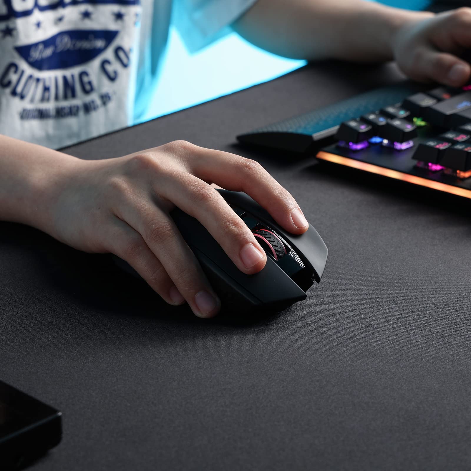 Redragon M656 Gainer Kabellose Gaming Maus, 4000 DPI 2.4Ghz Maus mit 5 DPI Stufen, 7 Makrotasten, rote LED Hintergrundbeleuchtung & Pro Software/Laufwerk unterstützt, für PC/Mac/Laptop - Image 8