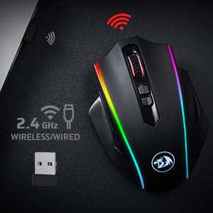 Redragon M686 Vampire Elite Kabellose Gaming Maus, 16000 DPI Kabelgebunde/Kabellose Maus mit Professionellem Sensor, 45-Stunden-Dauerleistung, Anpassbarem Makro und RGB-Hintergrundbeleuchtung - Image 3