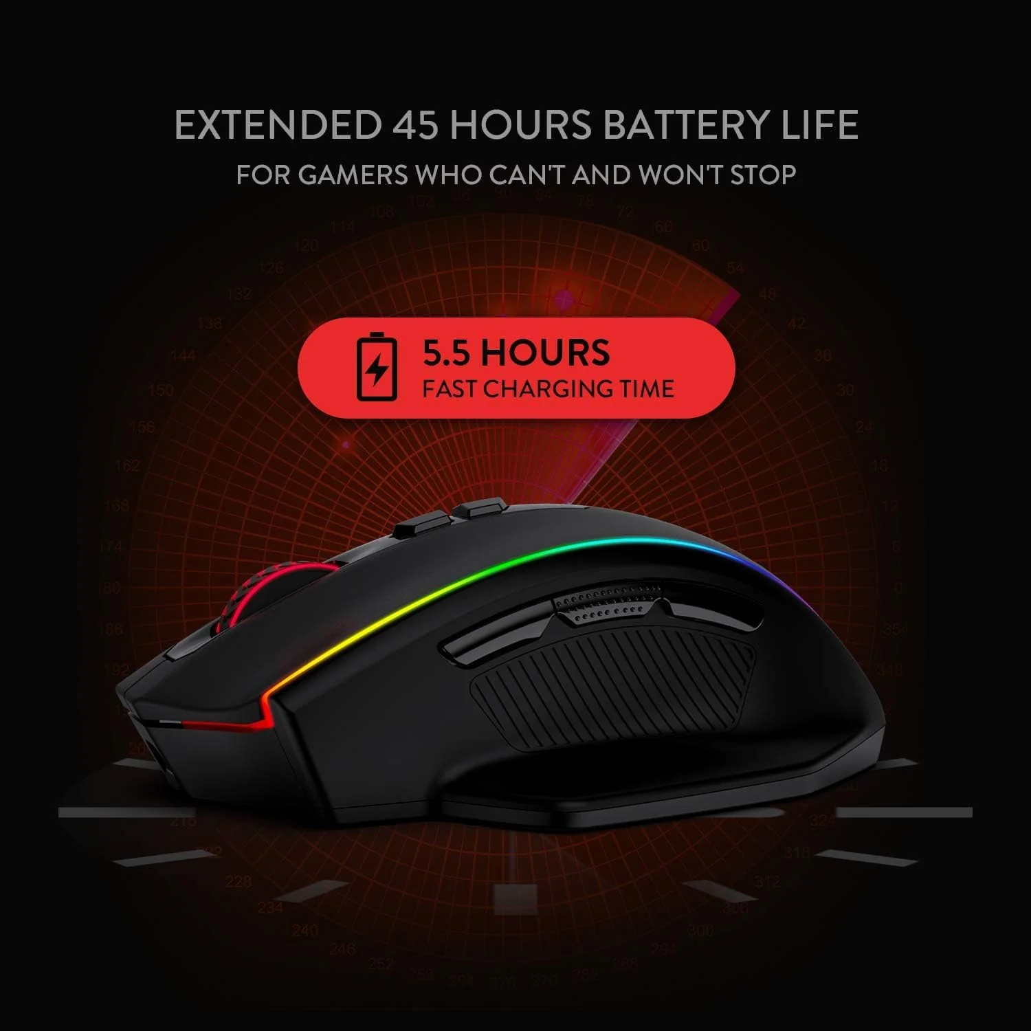 Redragon M686 Vampire Elite Kabellose Gaming Maus, 16000 DPI Kabelgebunde/Kabellose Maus mit Professionellem Sensor, 45-Stunden-Dauerleistung, Anpassbarem Makro und RGB-Hintergrundbeleuchtung - Image 7