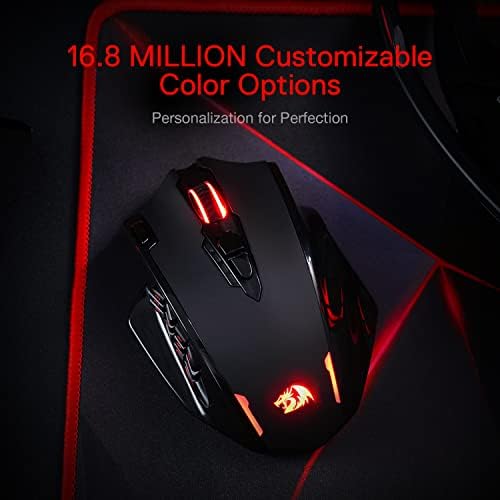 Redragon M913 Impact Elite Wireless Gaming Maus, 16000 DPI Verkabelte/Kabellose RGB Maus mit 20 Programmierbaren Tasten, 45 Std. Batteriebetrieb und Optischem Pro-Sensor, 12 Seitentasten MMO-Maus - Image 2
