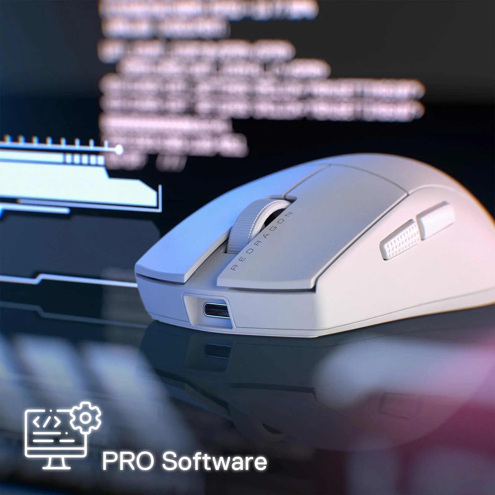 Redragon M916 Kabellose Gaming Maus, 49G Ultra-Light 8K DPI 2.4G Kabellose Gaming-Maus mit ergonomischem Griff, voll programmierbare Tasten, Software unterstützt DIY Keybinds & DPI, Weiß