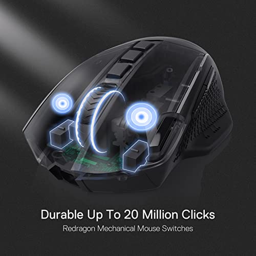 Redragon M991 kabellose Gaming-Maus, 19000 DPI kabelgebundene/drahtlose Maus mit Schnellfeuertaste, 9 Makro-Tasten, 45-Stunden-Dauerleistung und RGB-Hintergrundbeleuchtung für PC/Mac/Laptop - Image 16