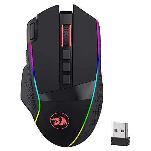 Redragon M991 kabellose Gaming-Maus, 19000 DPI kabelgebundene/drahtlose Maus mit Schnellfeuertaste, 9 Makro-Tasten, 45-Stunden-Dauerleistung und RGB-Hintergrundbeleuchtung für PC/Mac/Laptop - Image 5