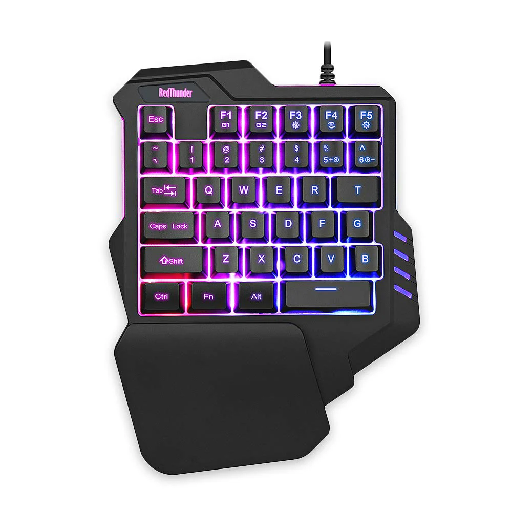 RedThunder Einhand-Gaming-Tastatur mit RGB-Hintergrundbeleuchtung und 35 Tasten Tragbare Mini Ergonomischer Gamecontroller für PC PS4 Xbox Gamer. - Image 3