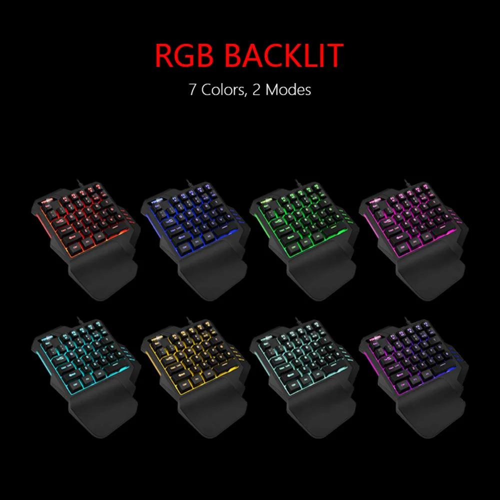 RedThunder Einhand-Gaming-Tastatur mit RGB-Hintergrundbeleuchtung und 35 Tasten Tragbare Mini Ergonomischer Gamecontroller für PC PS4 Xbox Gamer. - Image 4