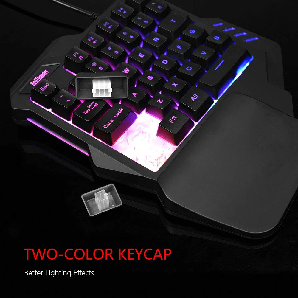 RedThunder Einhand-Gaming-Tastatur mit RGB-Hintergrundbeleuchtung und 35 Tasten Tragbare Mini Ergonomischer Gamecontroller für PC PS4 Xbox Gamer. - Image 5