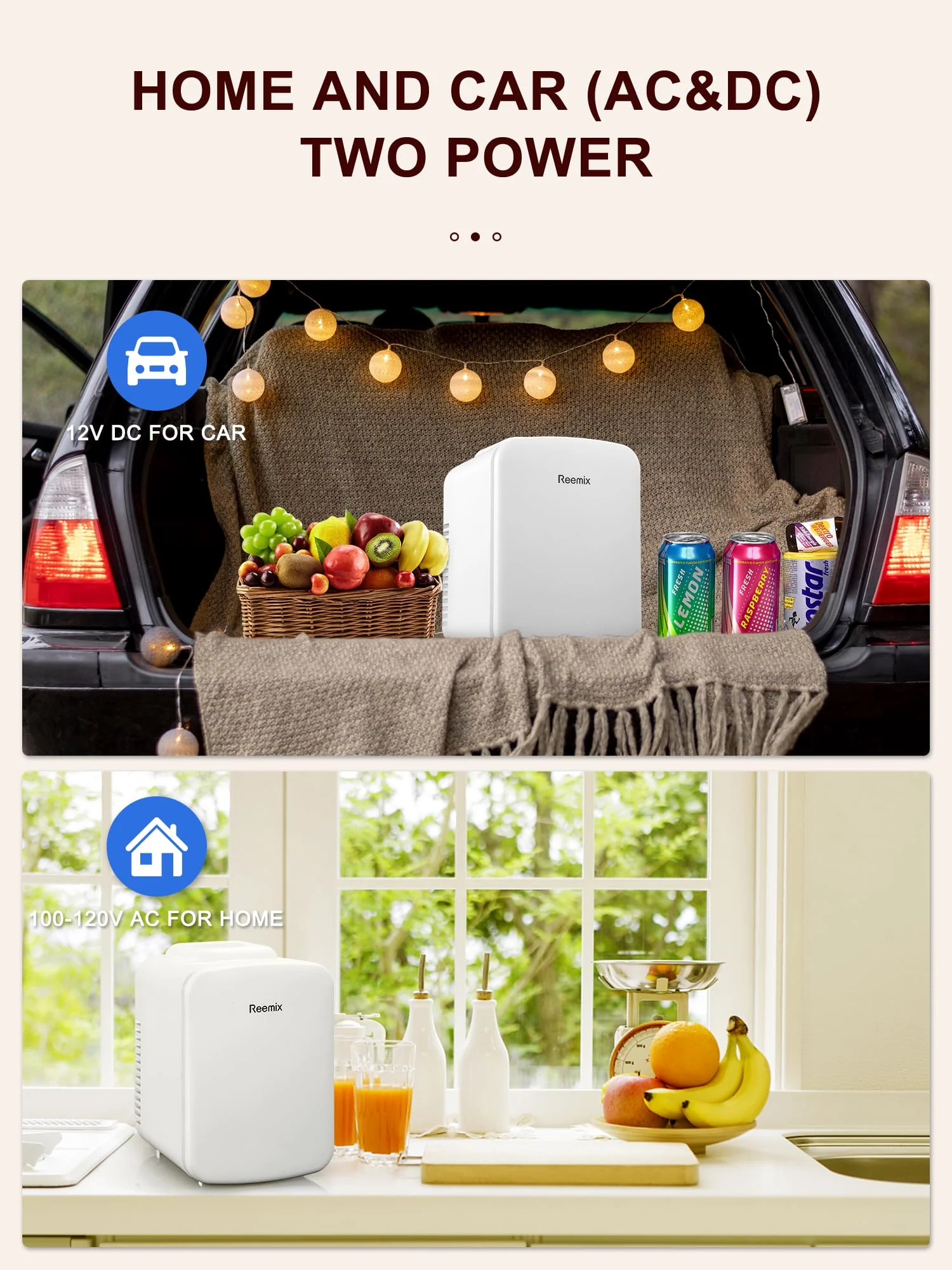 Reemix Mini-Kühlschrank, 4 Liter/6 Dosen, tragbarer Kühler und Wärmer persönlicher Kühlschrank für Hautpflege, Kosmetik, Getränke, Lebensmittel, ideal für Schlafzimmer, Büro, Auto, Freonfrei (Weiß) - Image 6
