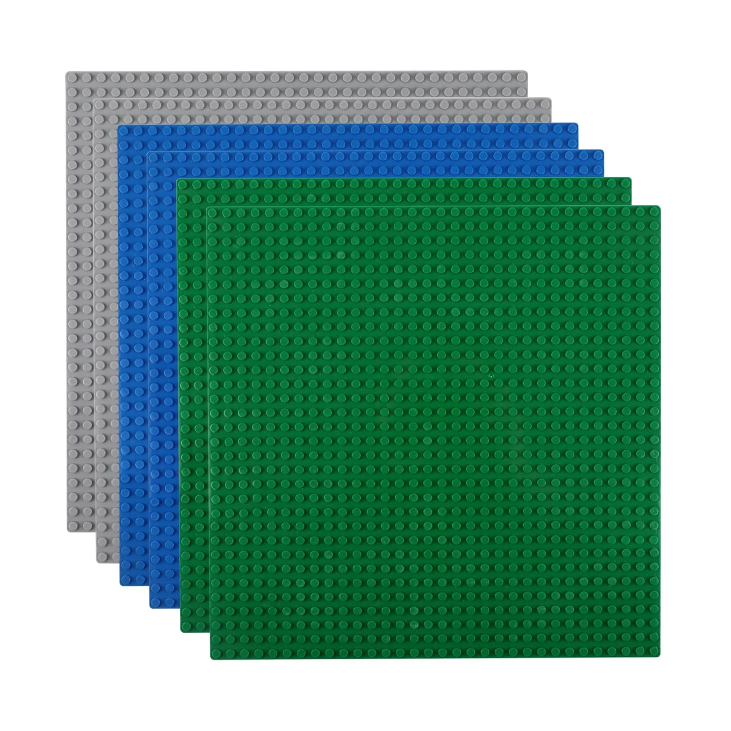 Reenwee 6 Packungen Classic Grundplatten, 10x10 Zoll mit 32x32 Stollen, Bauklötze Grundplatte, quadratische Grundplatten 32x32 Bauen und langlebige und stabile Anzeigetafel (blau*2,grün*2,grau*2)