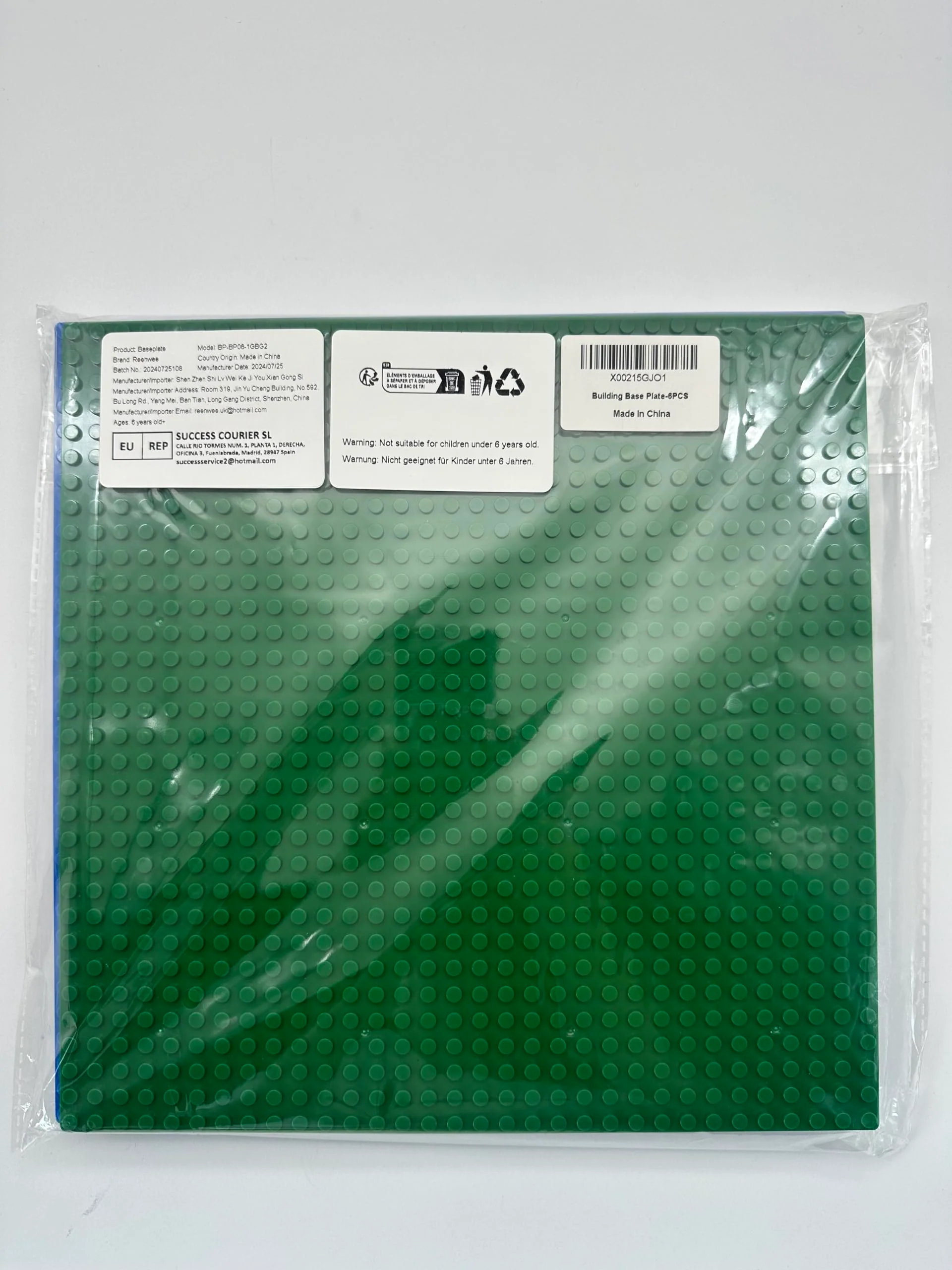 Reenwee 6 Packungen Classic Grundplatten, 10x10 Zoll mit 32x32 Stollen, Bauklötze Grundplatte, quadratische Grundplatten 32x32 Bauen und langlebige und stabile Anzeigetafel (blau*2,grün*2,grau*2) - Image 4