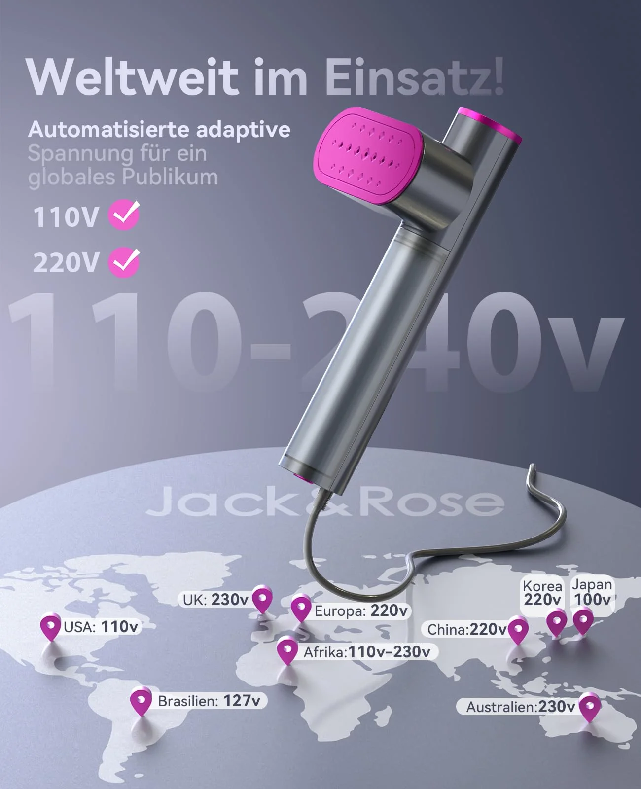 Reise Dampfglätter mit weltweiter Spannung(100-240V), Tragbare Steamer für Kleidung, 2-in-1 Reisebügeleisen 1000W Steam iron, 15s schnelles Aufheizen Steamer dampfglätter für Globale Reisen & Zuhause - Image 5