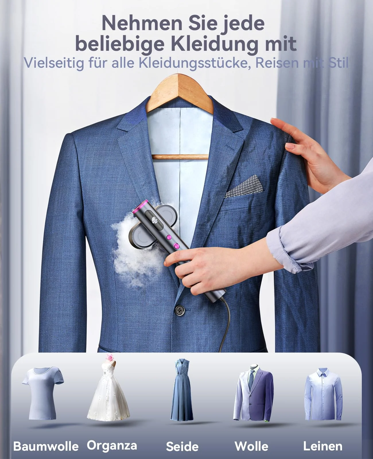 Reise Dampfglätter mit weltweiter Spannung(100-240V), Tragbare Steamer für Kleidung, 2-in-1 Reisebügeleisen 1000W Steam iron, 15s schnelles Aufheizen Steamer dampfglätter für Globale Reisen & Zuhause - Image 6
