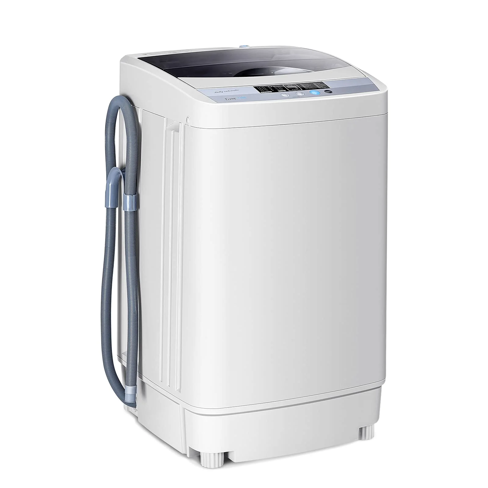 RELAX4LIFE 4,5 kg Vollautomatische Waschmaschine, Waschvollautomat mit Pumpe & Schleuder, Toplader Miniwaschmaschine mit LED-Display & 10 Programmauswahl, 310W/240W, 50 x 50 x 85 cm, Grau - Image 11