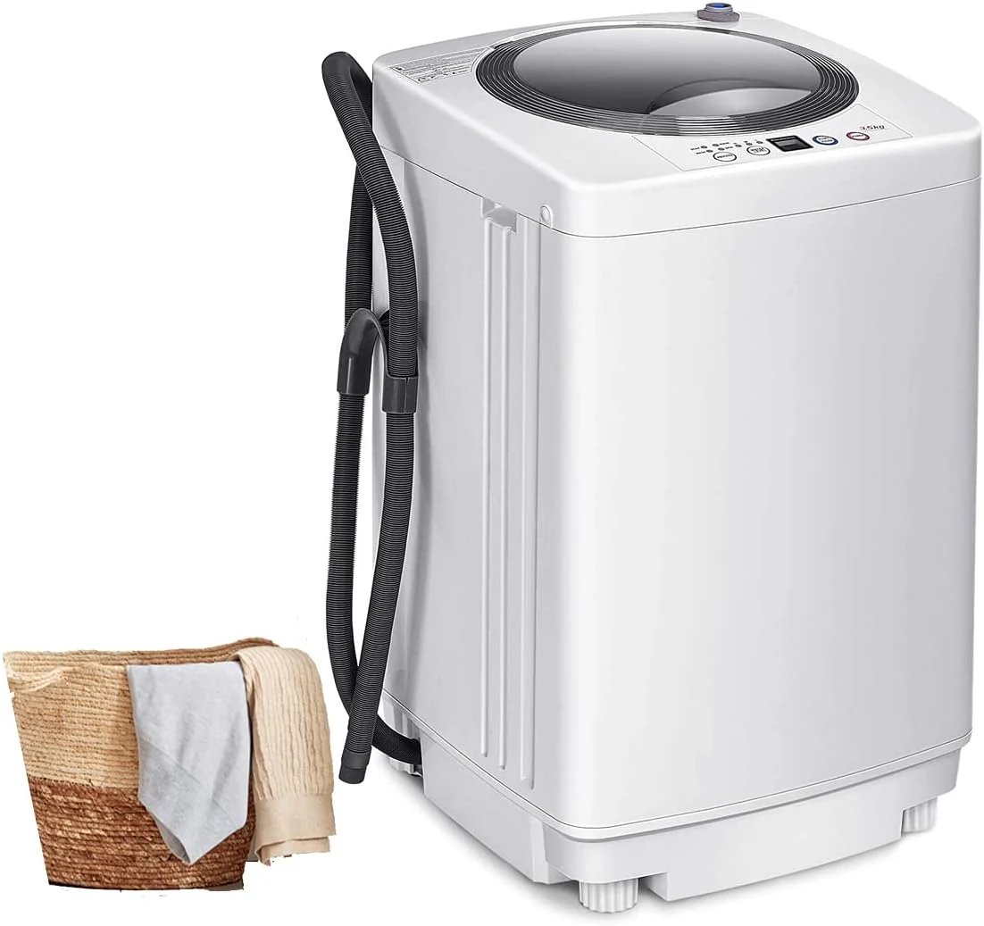 RELAX4LIFE Vollautomatische Waschmaschine 3,5 kg, Waschvollautomat mit Pump & Display, Toplader Miniwaschmaschine mit Schleuder & 6 Wasche-Modelle, 240W, für Camping & Wohnmobil, 43 x 43 x 75cm, Weiß - Image 5