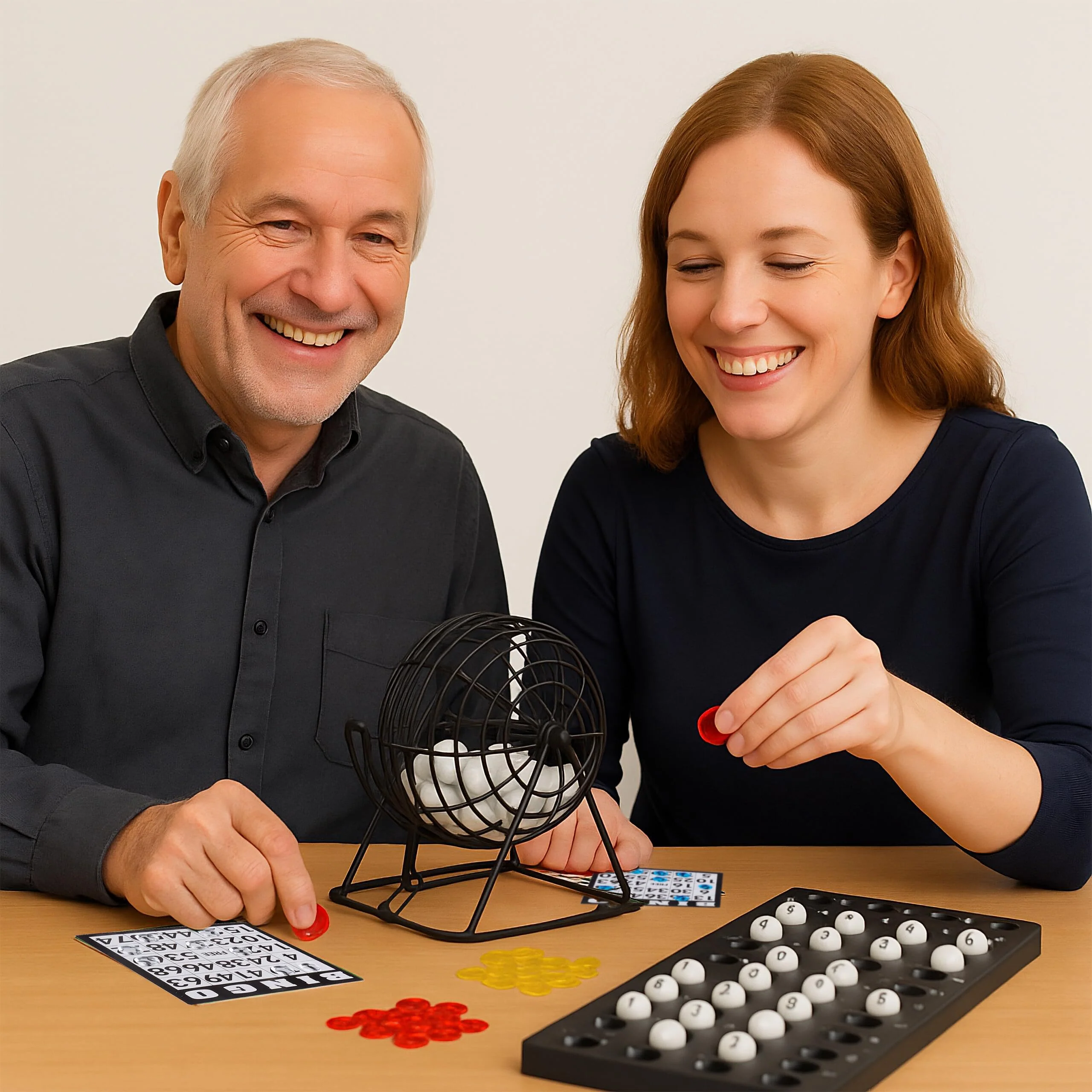 Relaxdays 10021014 Bingo Spiel mit Metalltrommel HxBxT: 20 x 17,5 x 21,5 cm Bingotickets, Loskugeln, Chips, Spielbretter, schwarz - Image 9