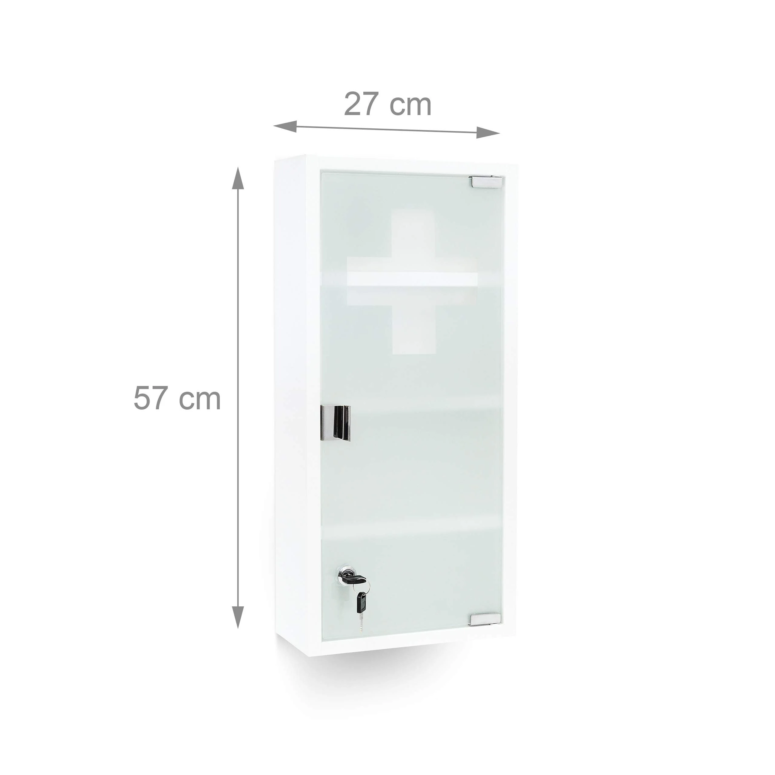 Relaxdays Medizinschrank EMERGENCY XXL Medikamentenschrank Metall und Glas Apothekerschrank fürs Bad HxBxT 57 x 27 x 12 cm mit magnetischer Glas-Tür 4 Ablagen für Medikamente und Verbandszeug, weiß - Image 6