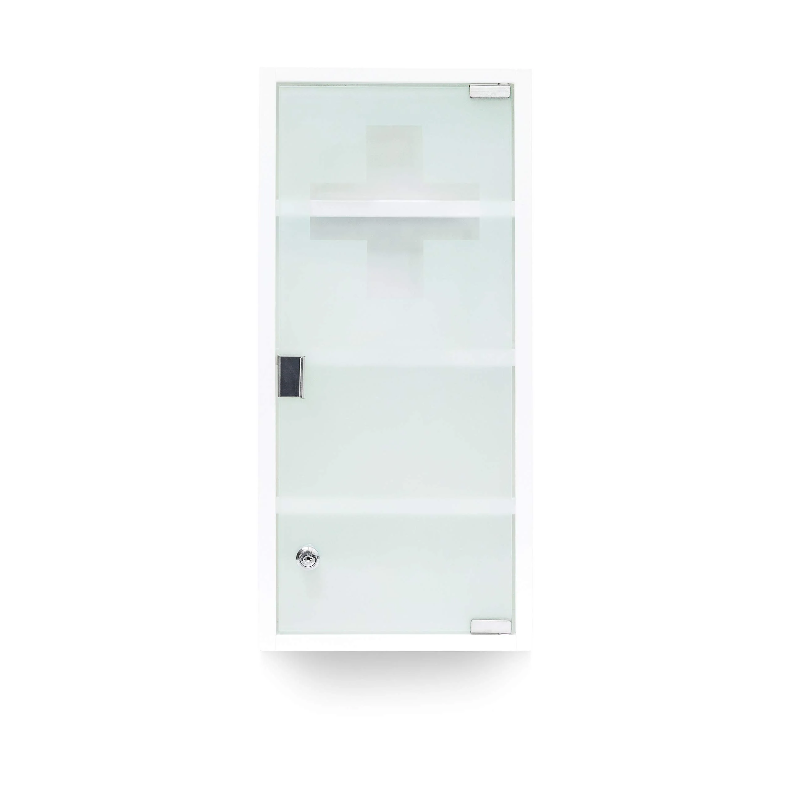 Relaxdays Medizinschrank EMERGENCY XXL Medikamentenschrank Metall und Glas Apothekerschrank fürs Bad HxBxT 57 x 27 x 12 cm mit magnetischer Glas-Tür 4 Ablagen für Medikamente und Verbandszeug, weiß - Image 7