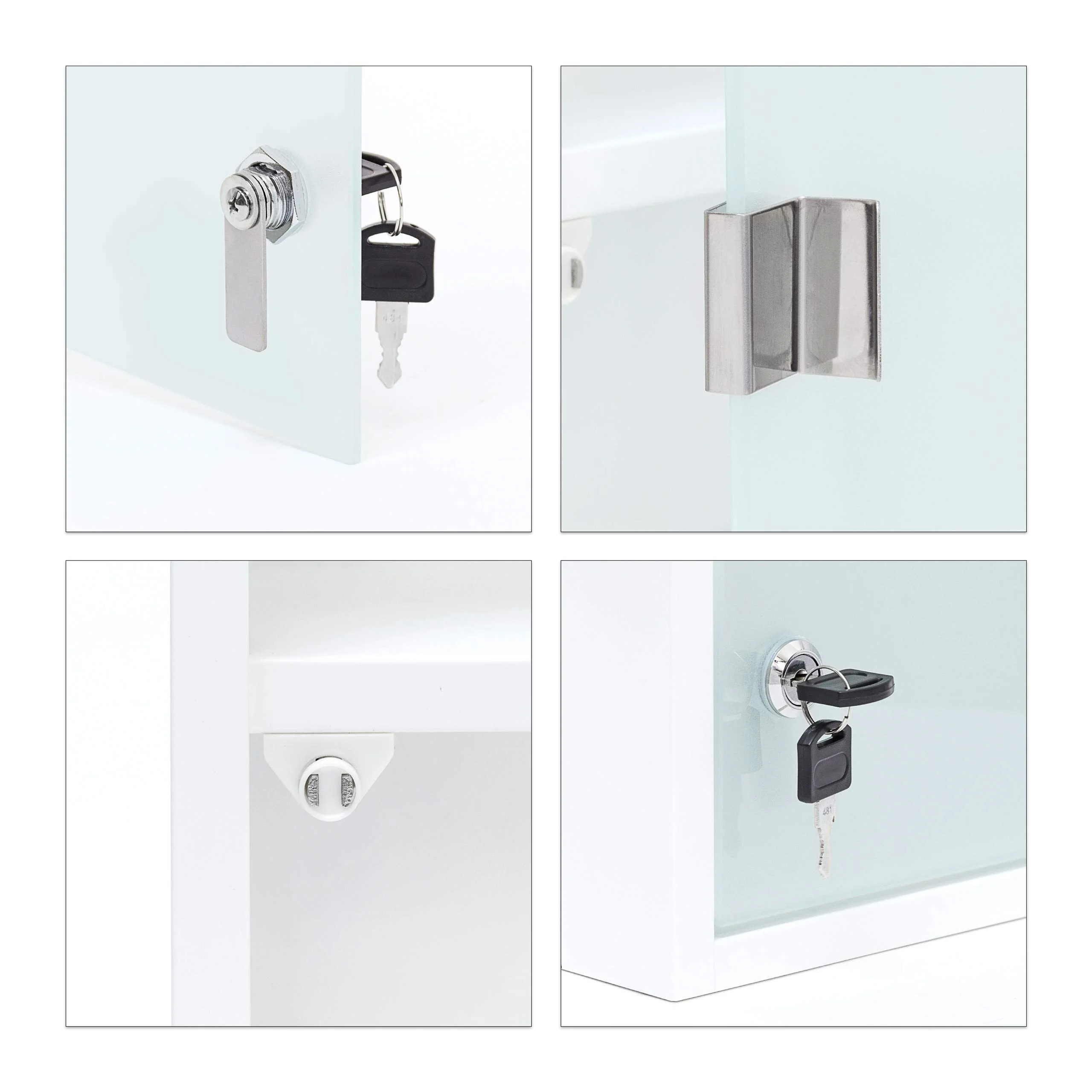 Relaxdays Medizinschrank EMERGENCY XXL Medikamentenschrank Metall und Glas Apothekerschrank fürs Bad HxBxT 57 x 27 x 12 cm mit magnetischer Glas-Tür 4 Ablagen für Medikamente und Verbandszeug, weiß - Image 9