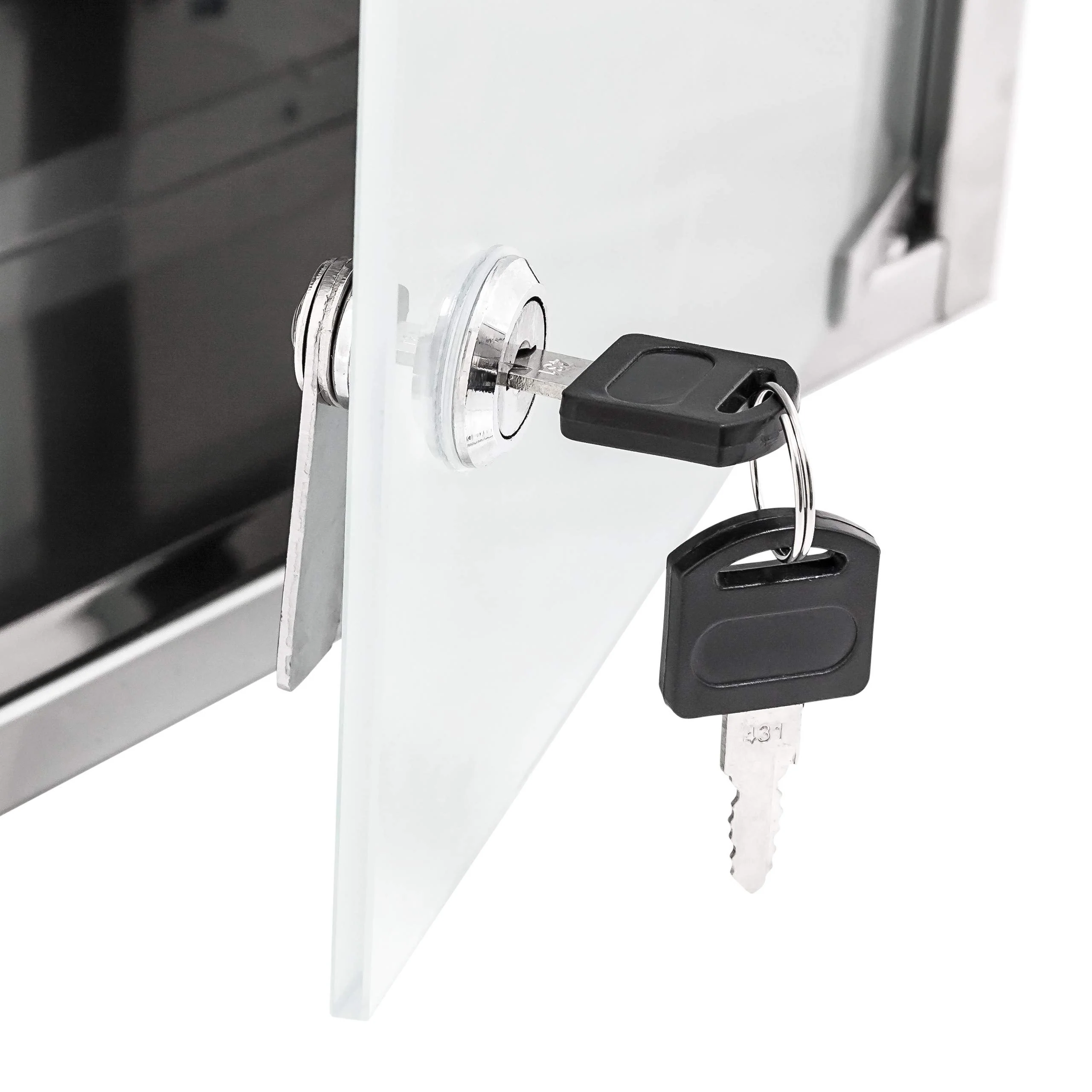 Relaxdays Medizinschrank groß H x B x T: 57 x 27 x 12 cm Apothekerschrank mit 4 Ablagen Arzneischrank Medikamentenschrank für Erste Hilfe aus glänzendem Metall mit Milchglas Tür abschließbar, silber - Image 3