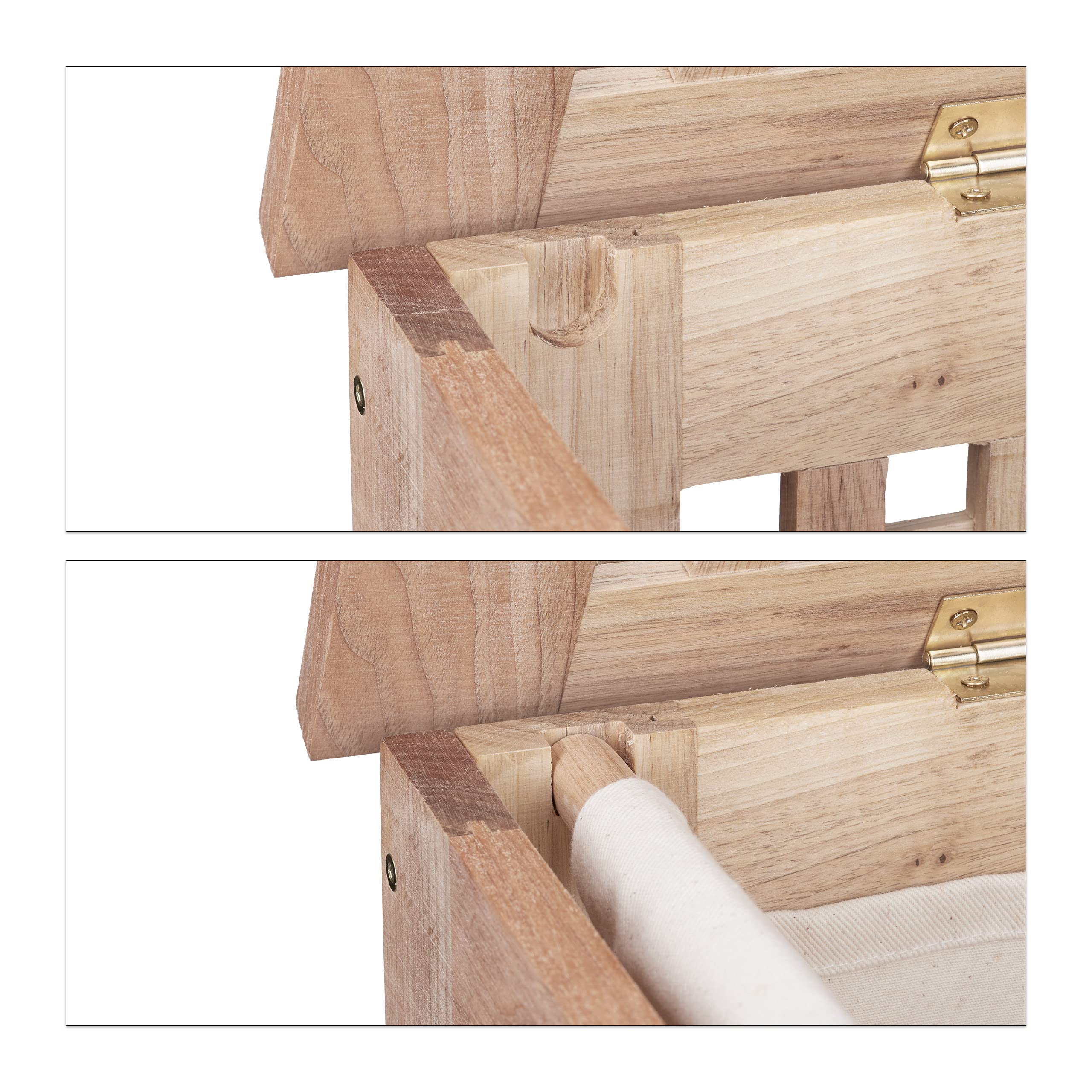 Relaxdays Wäschetruhe Walnuss mit Deckel, entnehmbarer Wäschesack ca. 70 l Volumen, geschlossener Wäschesammler Holz HBT ca. 55,5 x 52,5 x 39,5 cm, natur - Image 3