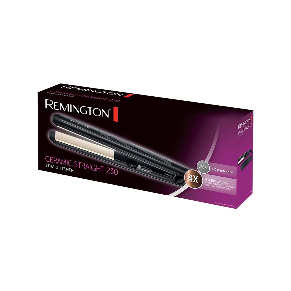 Remington Glätteisen Ceramic Straight (4-facher Schutz: antistatische Keramik-Turmalin-Beschichtung -gleichmäßige Wärmeverteilung, geringere statische Aufladung & seidiger Glanz) Haarglätter S3500 - Image 2