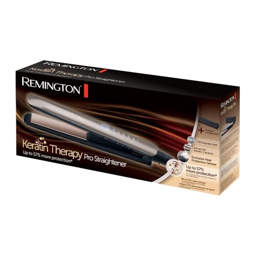 Remington Glätteisen Profi [Hitzeschutzsensor um Haarschäden zu verringern] Keratin Protect (hochwertige Keratin-Keramikbeschichtung mit Mandelöl) Digitales Display, 160-230°C, Haarglätter S8593 - Image 3