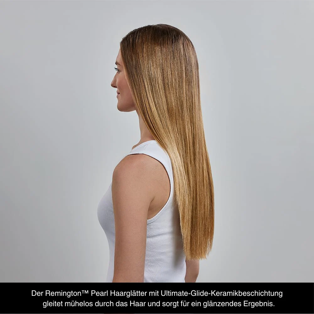Remington Glätteisen [Testsieger] Pearl (hochwertige Keramikbeschichtung mit echten Perlen für eine gleichmäßige Wärmeverteilung) LCD-Display, 150-235°C, inkl. Aufbewahrungstasche, Haarglätter S9501 - Image 11