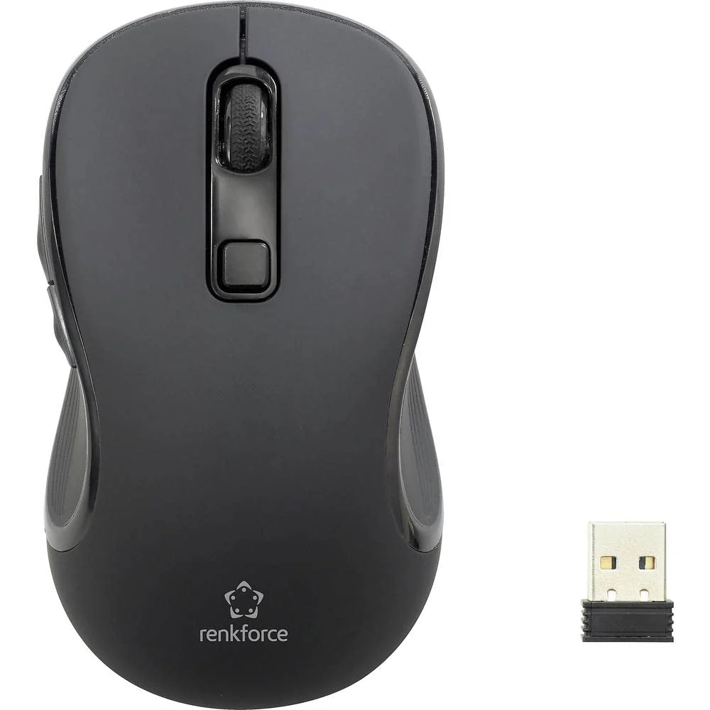Renkforce RF-KMC-520 Kabellos Tastatur, Maus-Set Multimediatasten Deutsch, QWERTZ Black