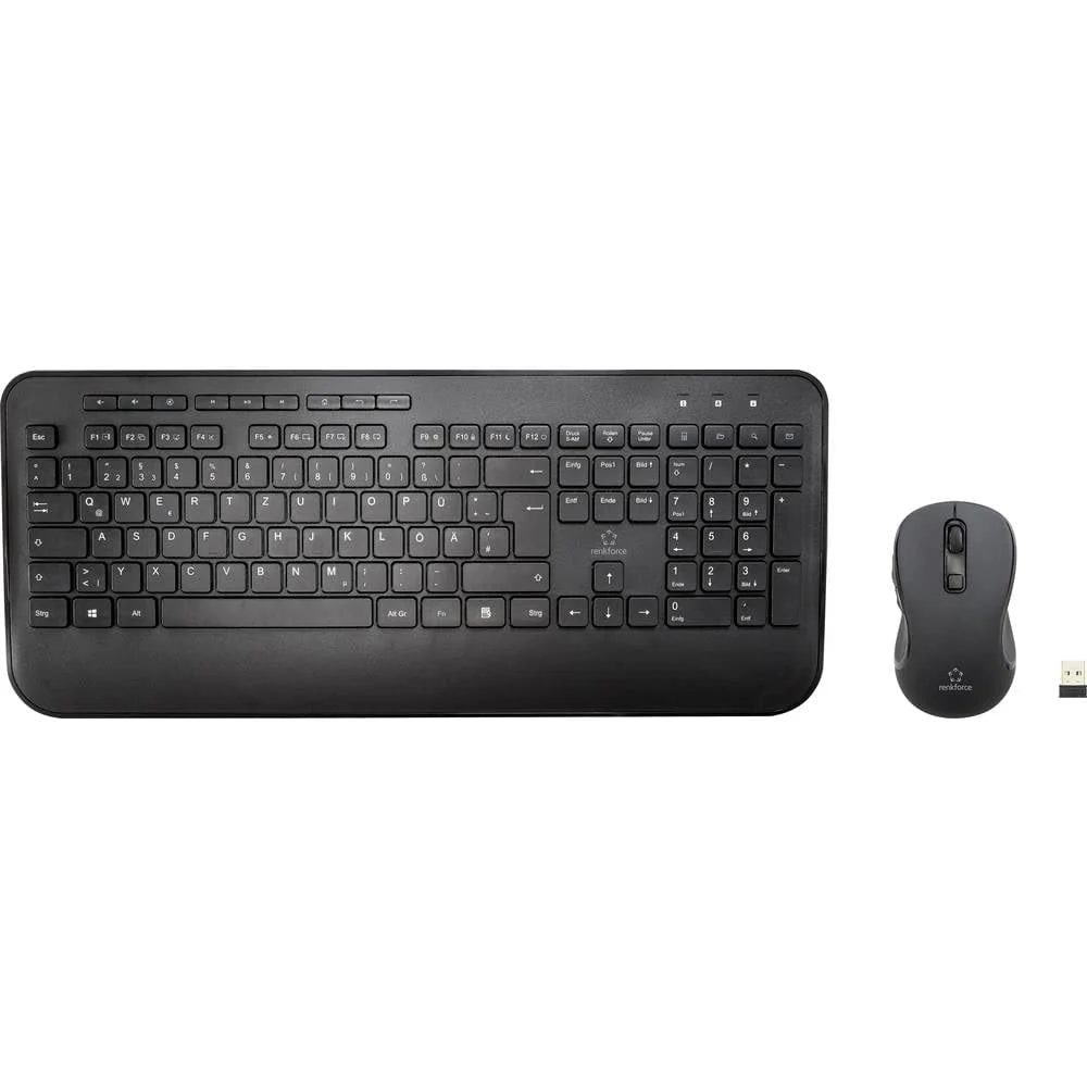 Renkforce RF-KMC-520 Kabellos Tastatur, Maus-Set Multimediatasten Deutsch, QWERTZ Black - Image 4