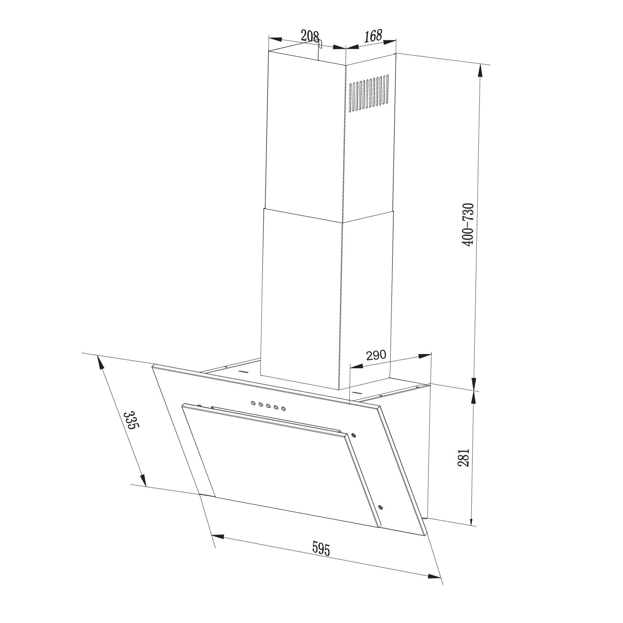 Respekta Dunstabzugshaube kopffrei/Dunstabzugshaube schräg 60 cm/Metallgehäuse mit Glasschirm in Weiß/Abluft - und Umluftfunktion / CH33060WB / B / 51 – 63,5 dB - Image 6