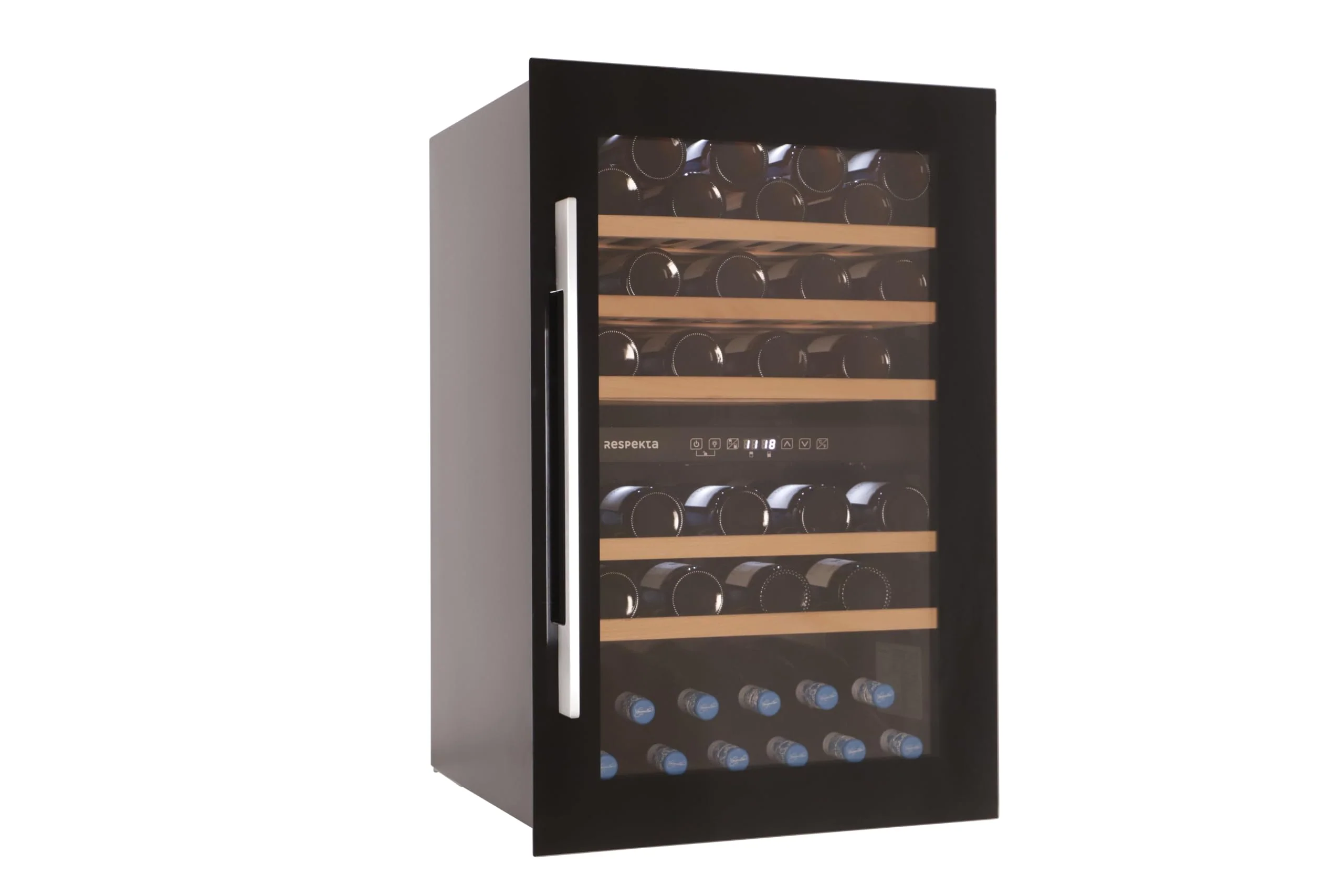 Respekta Einbau-Weinkühlschrank für 57 Standardflaschen / 143 L Nutzinhalt / 2 Temperaturzonen, je 5°-22°C/Touch Control/LED Leuchte/Wechselbarer Türanschlag/Max. 38 dB/WKSE 57-19 - Image 2