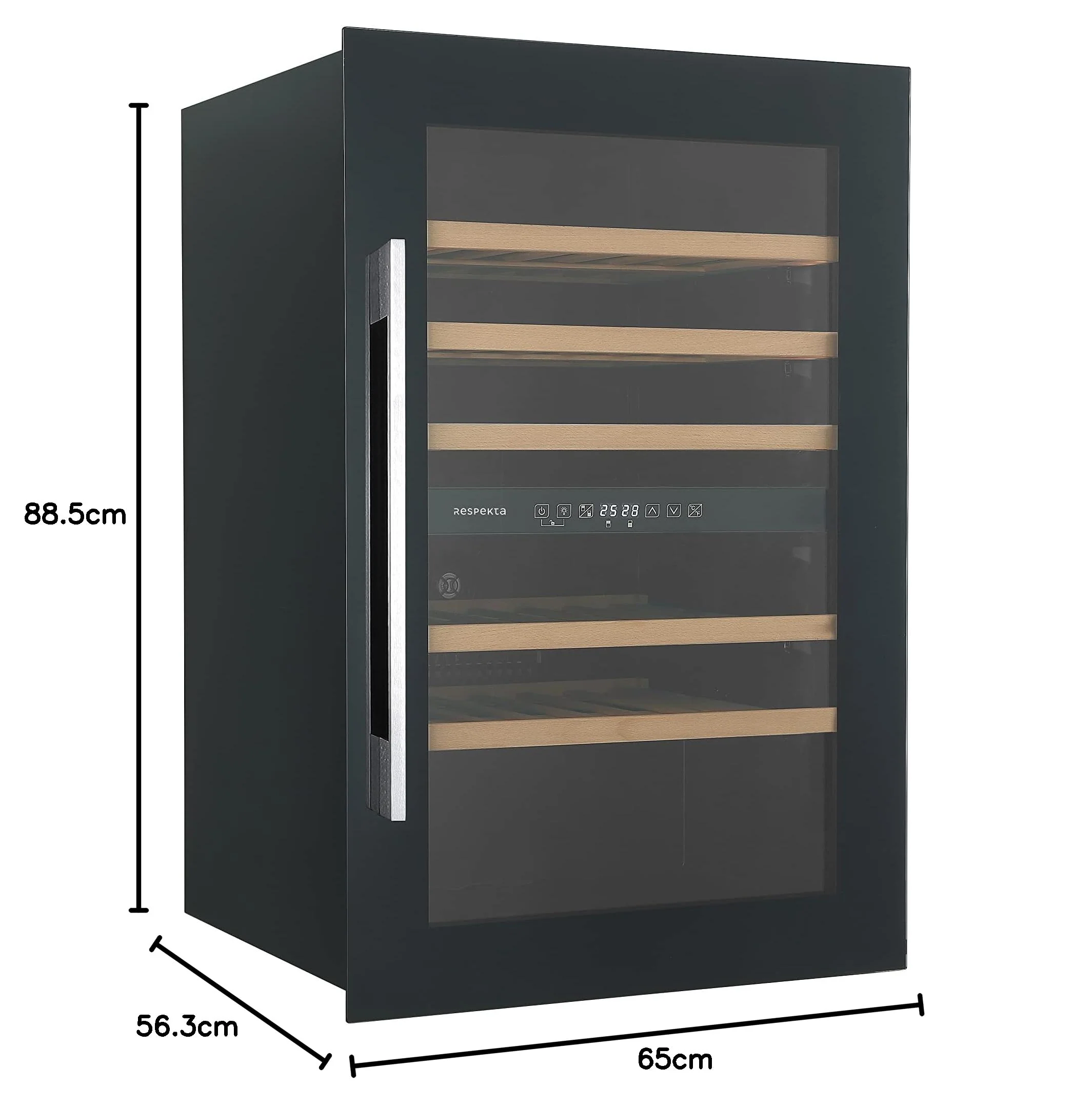 Respekta Einbau-Weinkühlschrank für 57 Standardflaschen / 143 L Nutzinhalt / 2 Temperaturzonen, je 5°-22°C/Touch Control/LED Leuchte/Wechselbarer Türanschlag/Max. 38 dB/WKSE 57-19 - Image 3