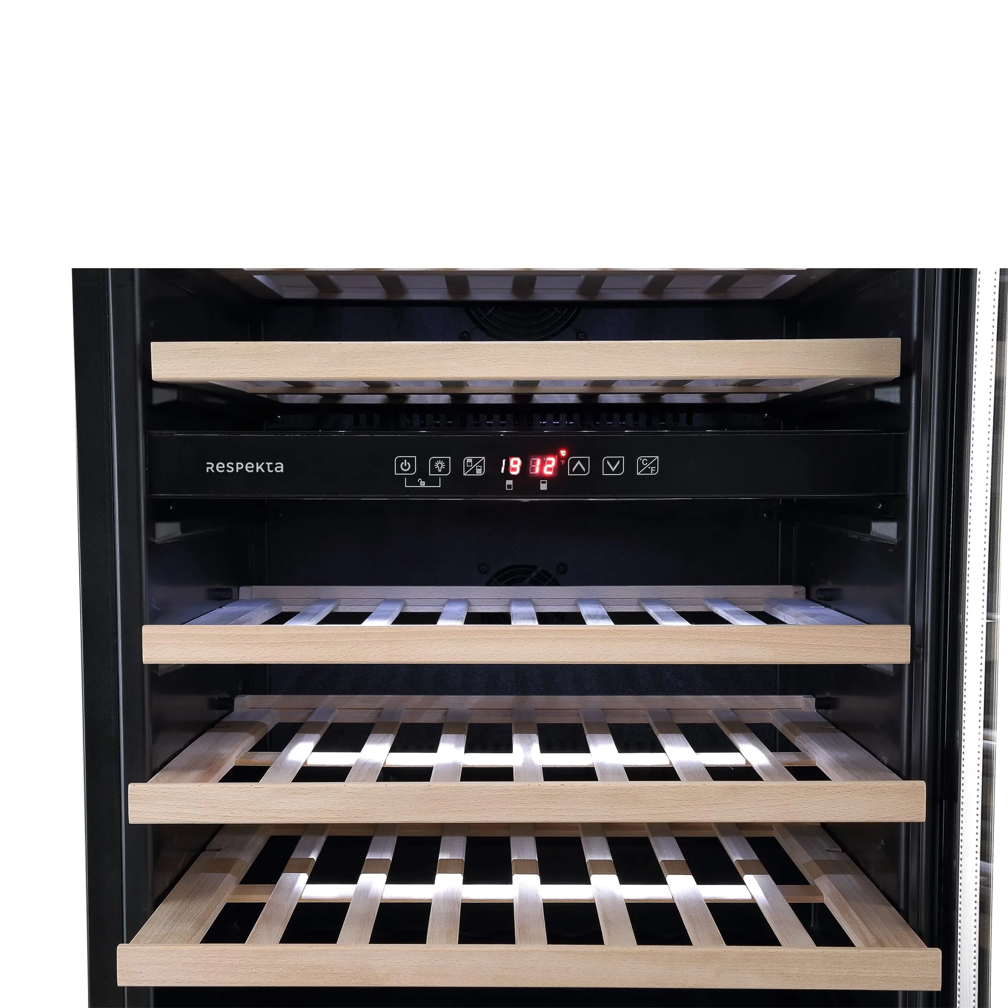 Respekta Unterbau-Weinkühlschrank für 46 Standardflaschen / 129 L Nutzinhalt / 2Temperaturzonen, je 5° - 22°C/Touch Control/LED Leuchte/WechselbarerTüranschlag/Max. 43 dB/WKSU 46-19 - Image 2