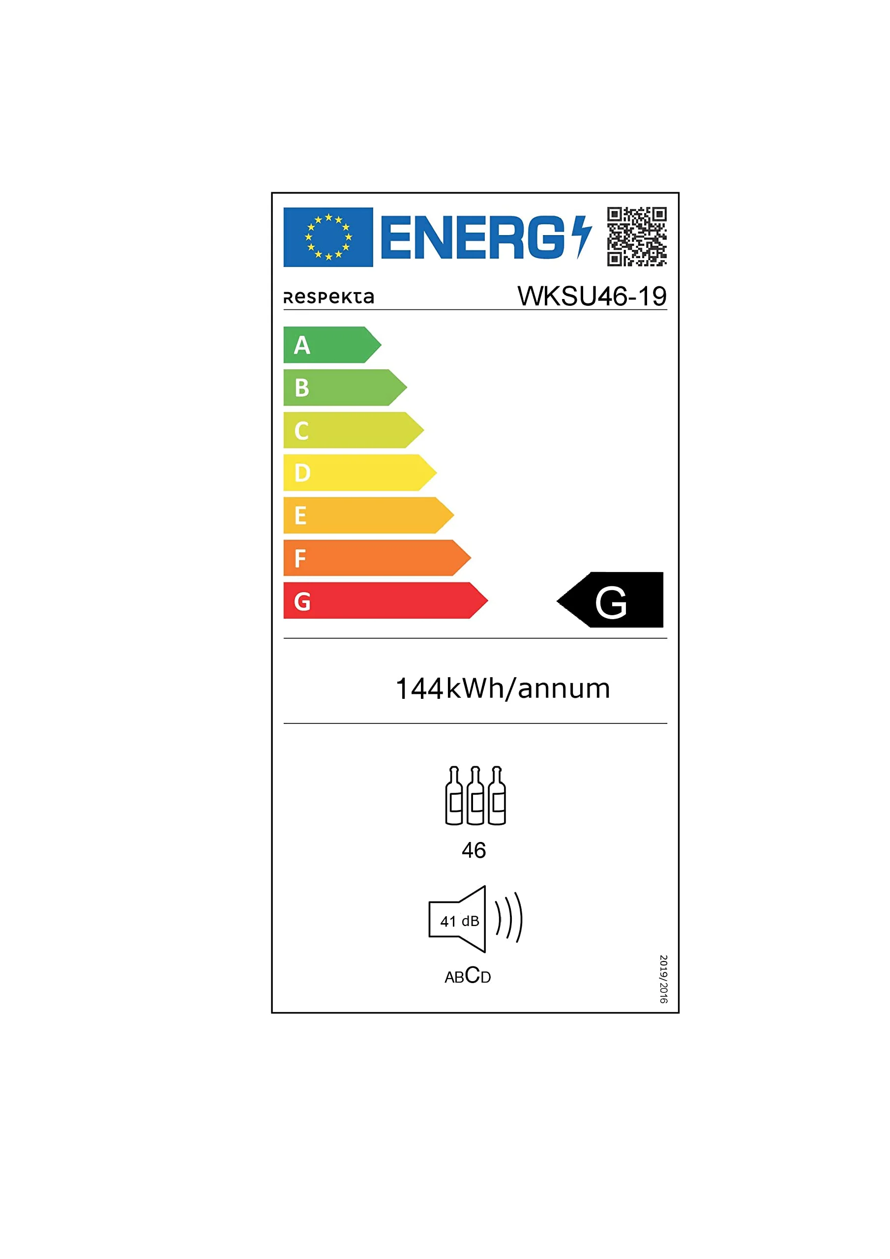 Respekta Unterbau-Weinkühlschrank für 46 Standardflaschen / 129 L Nutzinhalt / 2Temperaturzonen, je 5° - 22°C/Touch Control/LED Leuchte/WechselbarerTüranschlag/Max. 43 dB/WKSU 46-19 - Image 3