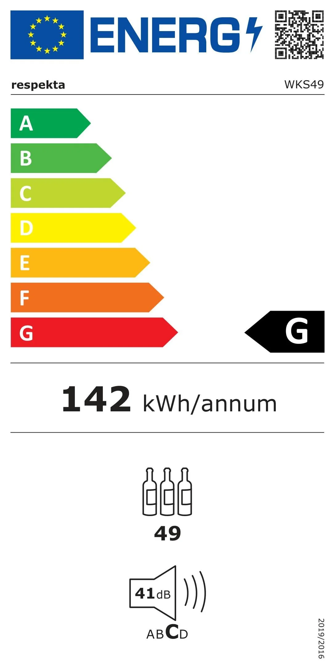 Respekta Weinkühlschrank freistehend für 49 Standardflaschen / 116 L Nutzinhalt/Regelbares Thermostat 5° - 22°C/Touch Control/LED Leuchte/Wechselbarer Türanschlag/Max. 41 dB/WKS 49 - Image 8