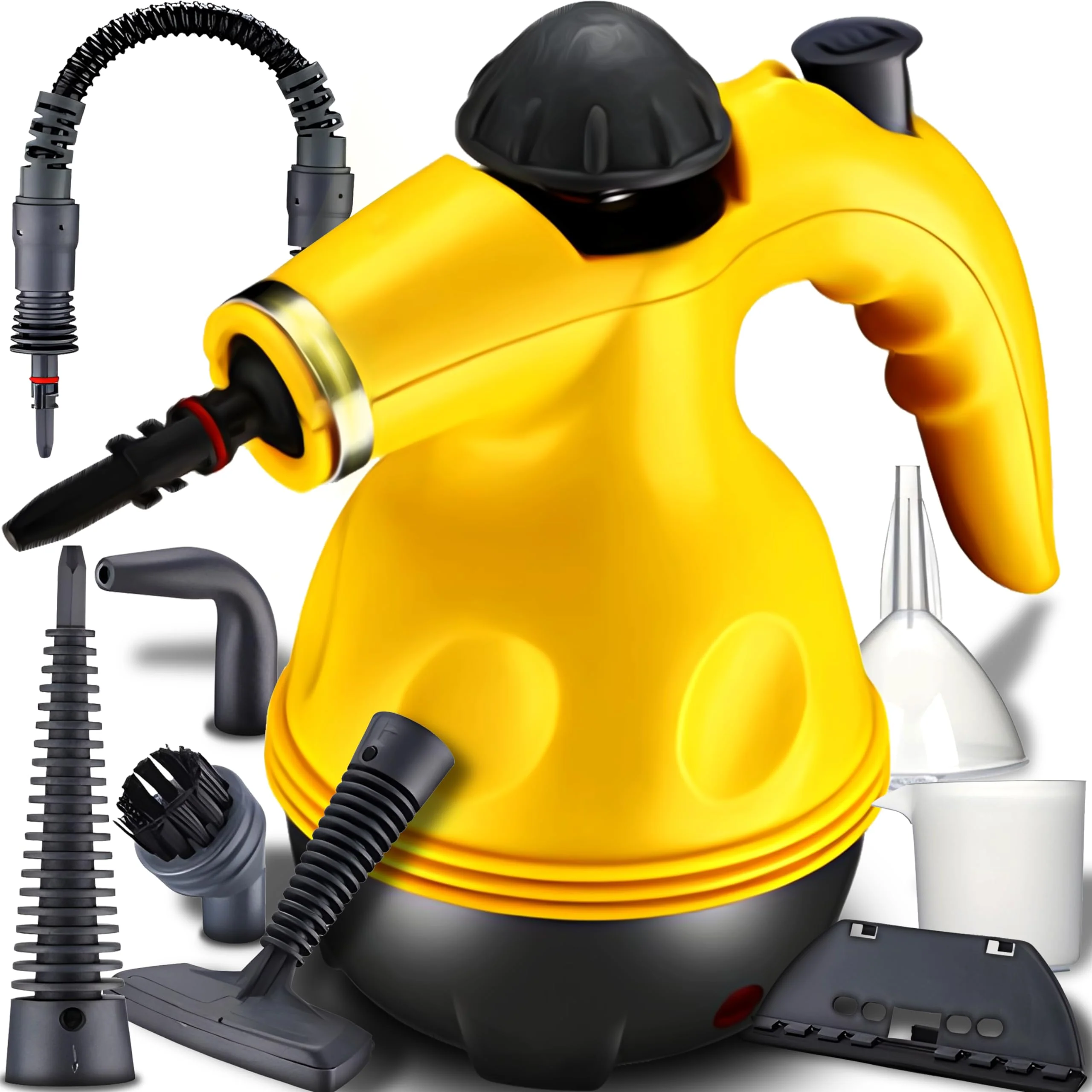 Retoo Dampfreiniger, Handgerät, Handheld mit 450 ml Tank, 900 W Handdampfreiniger, Geeignet für Polstermöbel, Küche, Boden, Fenster, Teppiche, Gelb - Image 8