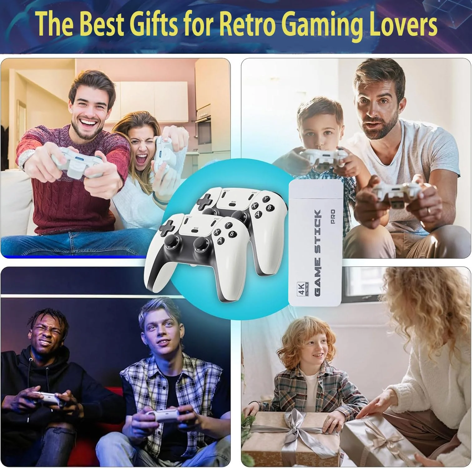 Retro Konsole mit über 20.000 Spielen – HDMI Retro Spielekonsole für TV – Plug & Play mit 2 komfortablen Controllern – Geschenkidee für Familie & Freunde (128G) - Image 3