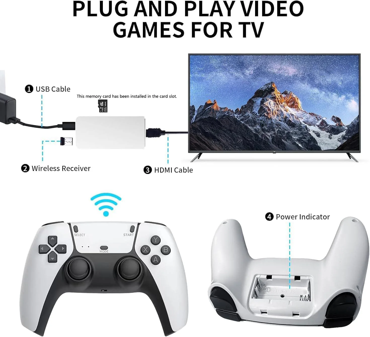 Retro Konsole mit über 20.000 Spielen – HDMI Retro Spielekonsole für TV – Plug & Play mit 2 komfortablen Controllern – Geschenkidee für Familie & Freunde (128G) - Image 4