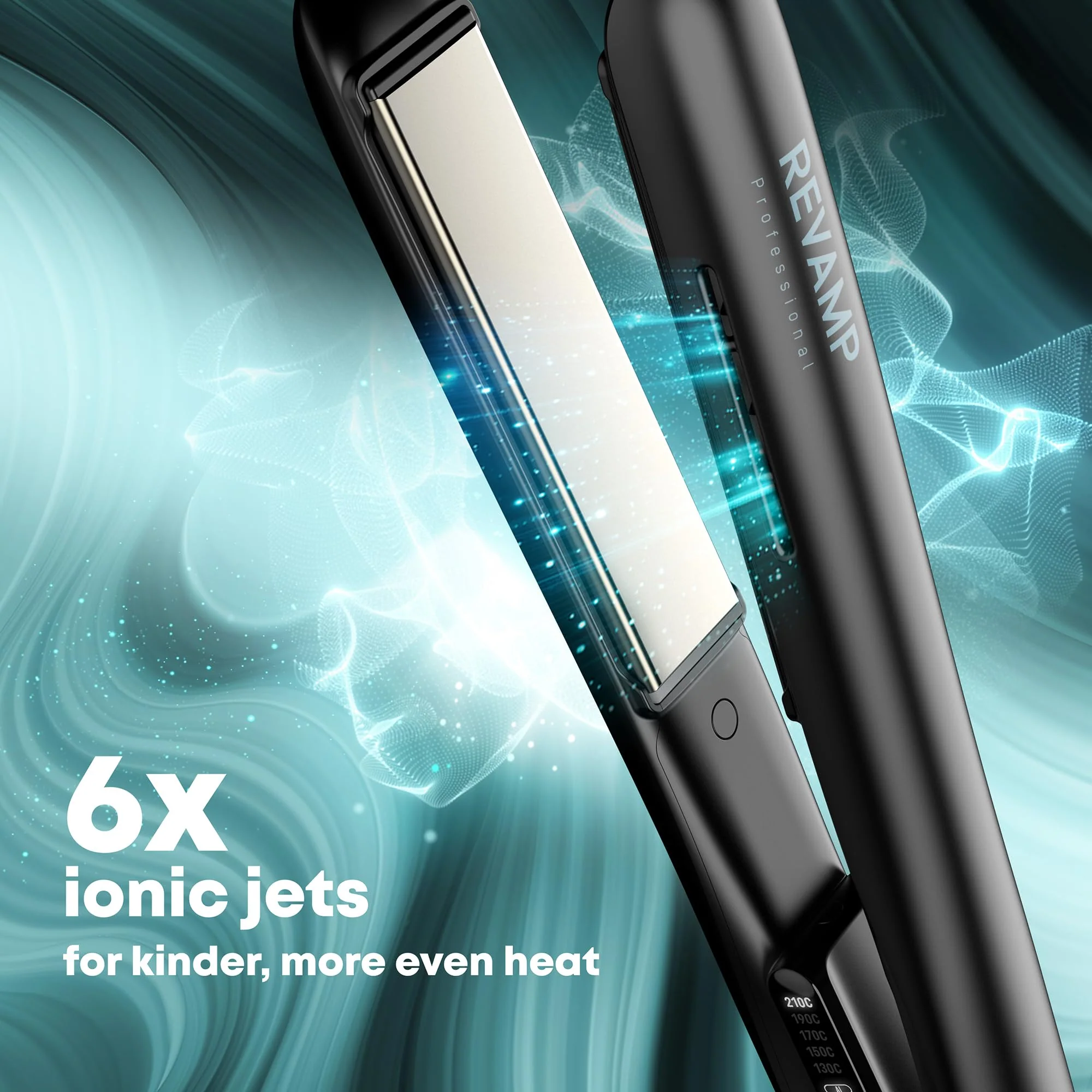 Revamp Progloss Ion Shine Keramik-Glätteisen mit Ionen-Technologie für jederzeit frizzfreie Ergebnisse, angereichert mit Progloss Smooth Keratin, Argan- und Kokosöl, verschiedene Hitzestufen, Schwarz - Image 8