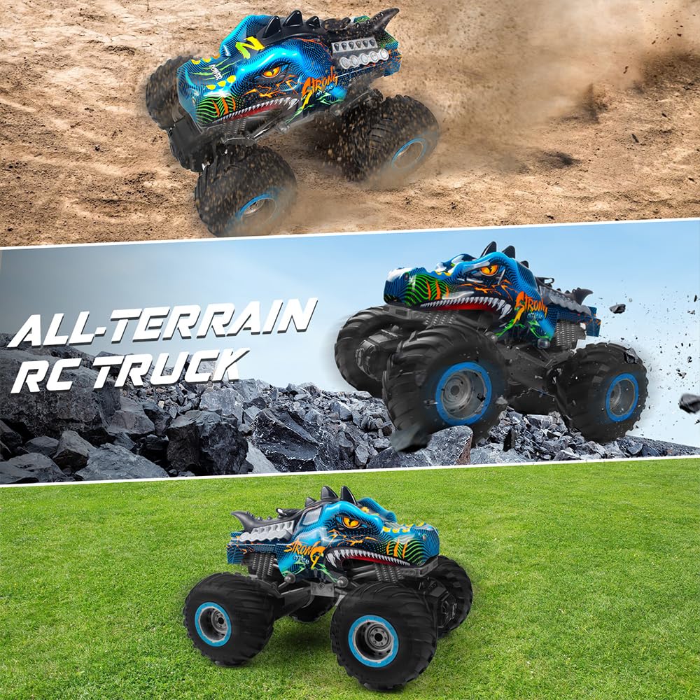Rhybor Ferngesteuertes Auto Dinosaurier 1:16 Maßstab RC Monster Truck Fernbedienung Auto mit Sprühnebel-Musik-LED-Leuchten, 2,4 GHz 20 km/h RC Auto Spielzeug für Kinder ab 3 4 5 6 8 10 Jahre - Image 3