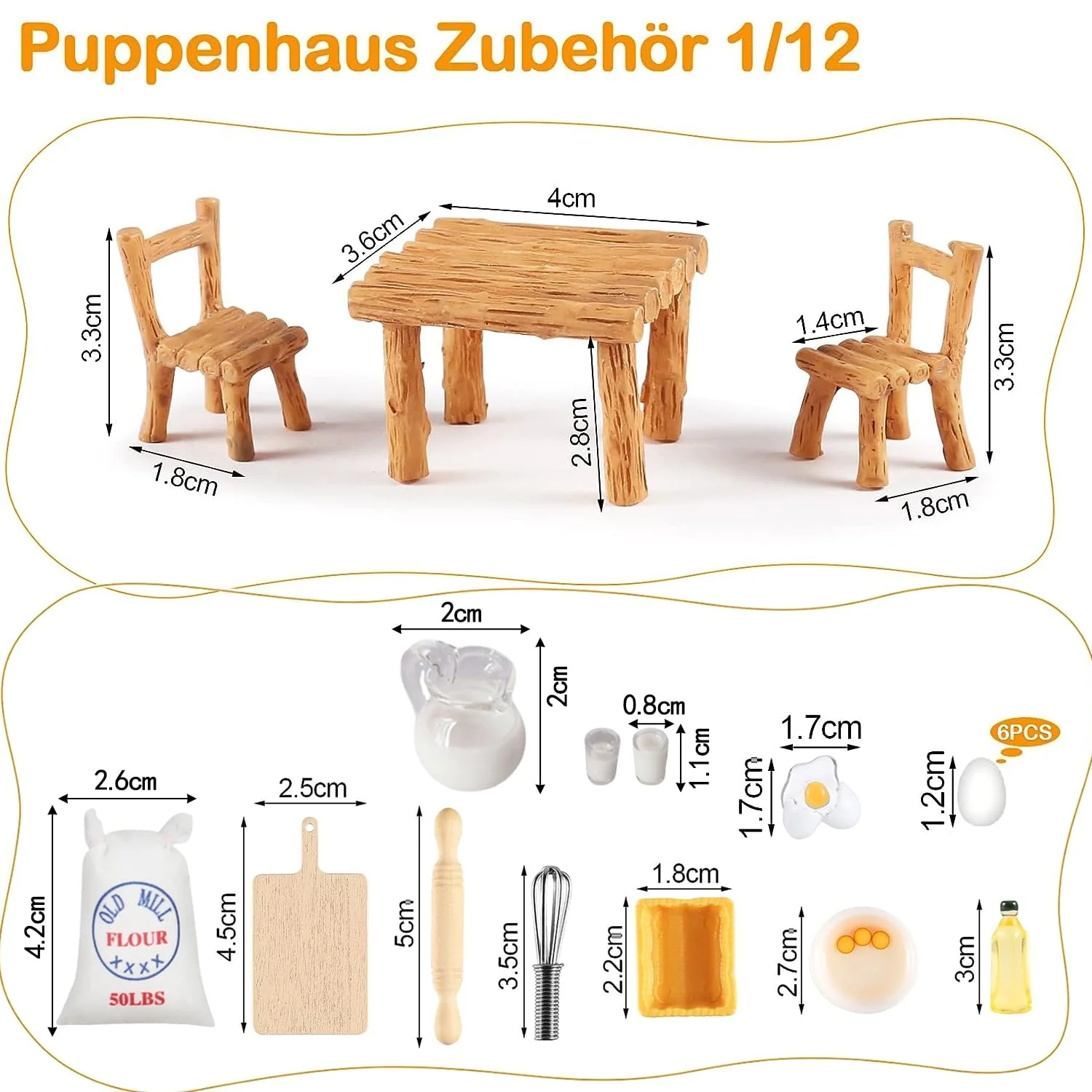 RHZXD 20 Stücke Wichtel Zubehör, Puppenhaus Zubehör Mini Puppenhaus Zubehör Miniatur Tisch Puppenhaus Küche Miniatur Puppenhaus Zubehör Feengarten Zubehör Indoor Outdoor, Klein - Image 7
