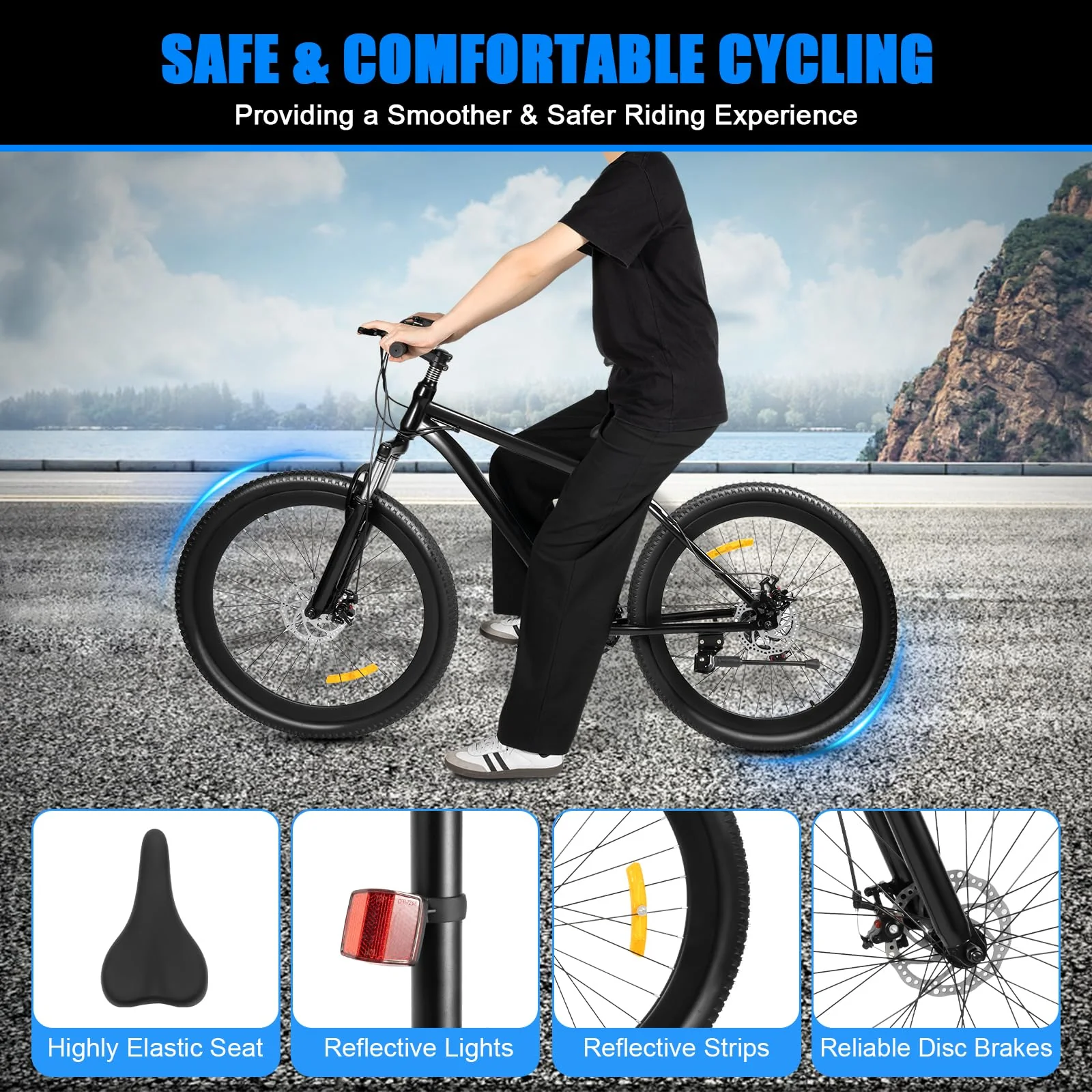 RibasuBB 26 Zoll Mountainbike Fahrrad 21 Gang-Schaltung, Jugendfahrrad Cycling MTB Fahrrad Outdoor Sportstadt Fahrrad - Image 2