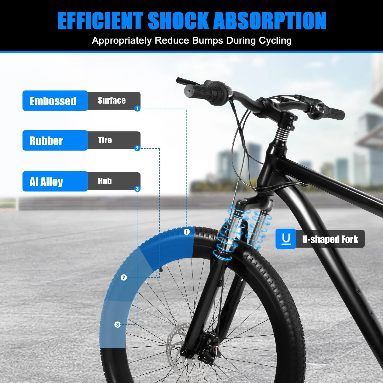 RibasuBB 26 Zoll Mountainbike Fahrrad 21 Gang-Schaltung, Jugendfahrrad Cycling MTB Fahrrad Outdoor Sportstadt Fahrrad - Image 6