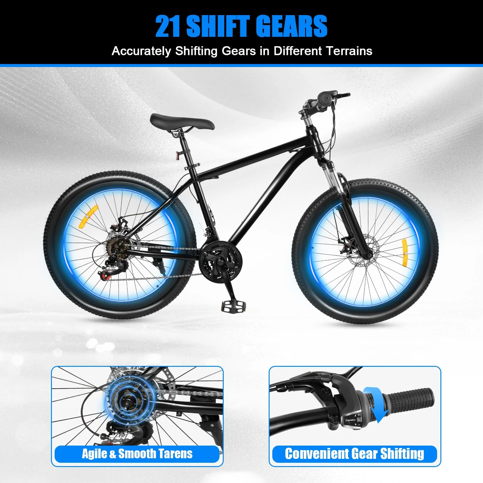 RibasuBB 26 Zoll Mountainbike Fahrrad 21 Gang-Schaltung, Jugendfahrrad Cycling MTB Fahrrad Outdoor Sportstadt Fahrrad - Image 7